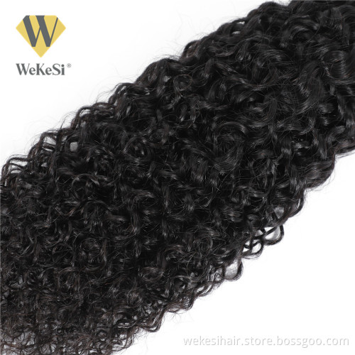Unprocessed Virgin Malaysian Kinky Curly Straight Hair Weave Bundles With Silk Top Lace Front Closure Middle Part